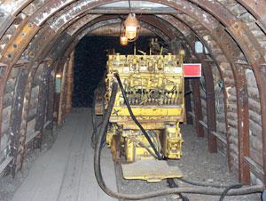 Gleisgebundene horizontale Förderstrecke im Schaubergwerk