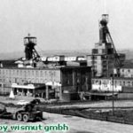 Historische Aufnahme von der Doppelschachtanlage der Schächte 367 (links) und 368 (rechts)